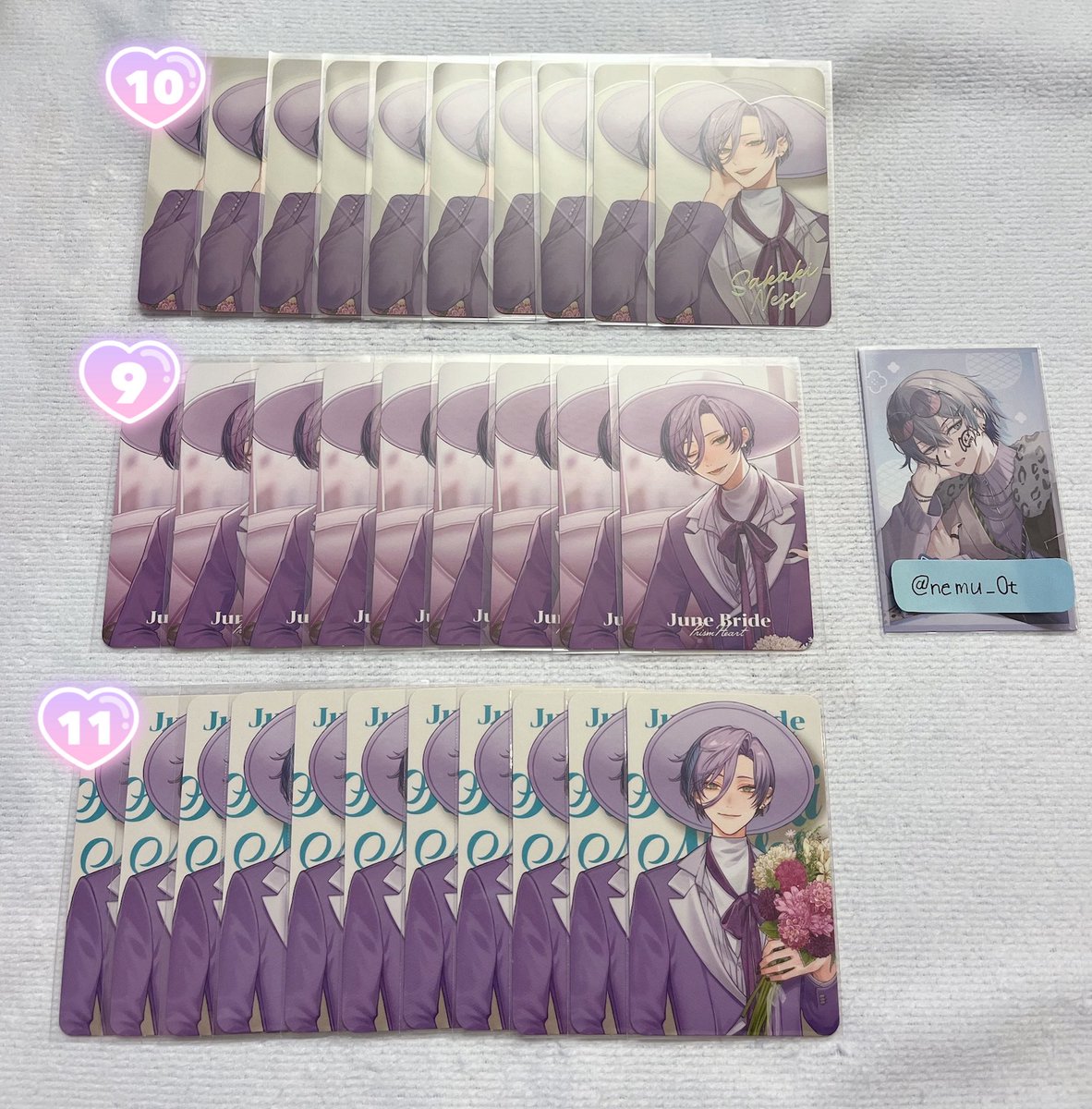 nemu_0t's tweet photo. 【交換】
にじさんじ Prism Heart June Bride ジューンブライド ジュンブラ フォト風カード Aグループ Dytica

譲┊︎画像1～4枚
求┊︎同種IDの方>求リストhttps://t.co/Xk7mBMvFSW

郵送交換希望。
左上の🩷は枚数です。
検索からでもお気軽にお声掛けください。 https://t.co/ZsoVx1vONw