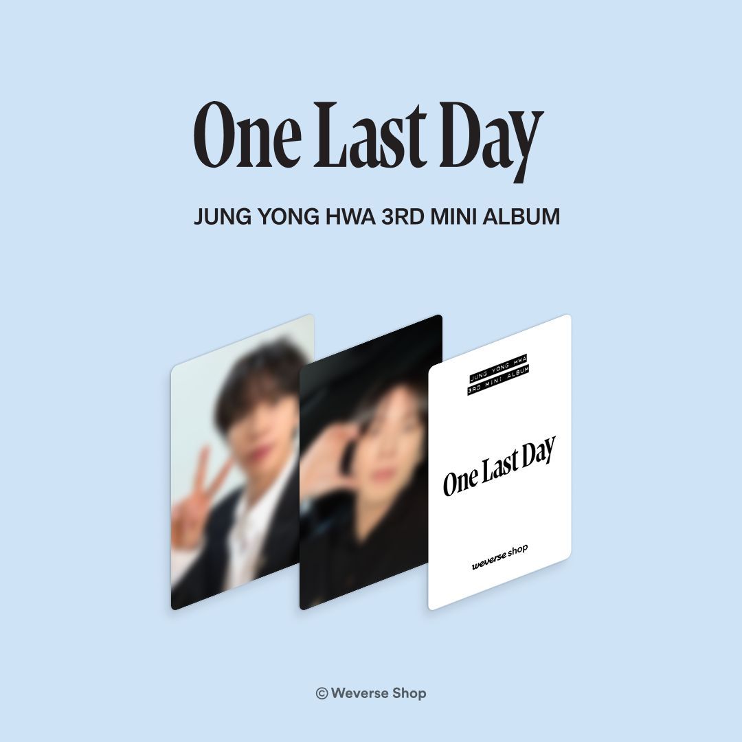 📢Jung Yong Hwa 3rd Mini Album [One Last Day] LUCKY DRAW EVENT 안내🍀 

#JUNGYONGHWA 럭키드로우 이벤트에 참여하시고 ✨한정 수량✨으로 준비된 포토카드를 놓치지 마세요!

1️⃣온라인 이벤트 안내
📌이벤트 기간 : 7월 4일(금) 10 AM ~ 7월 13일(일) 11:59 PM (KST)

2️⃣Weverse Lucky Store 안내