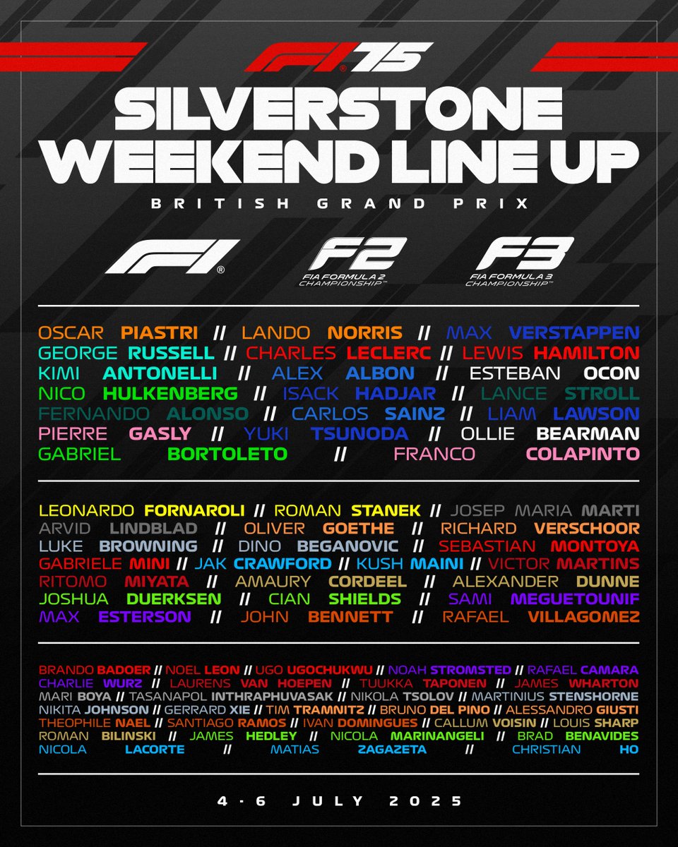 Our headline acts this weekend 🤩

#F1 #BritishGP