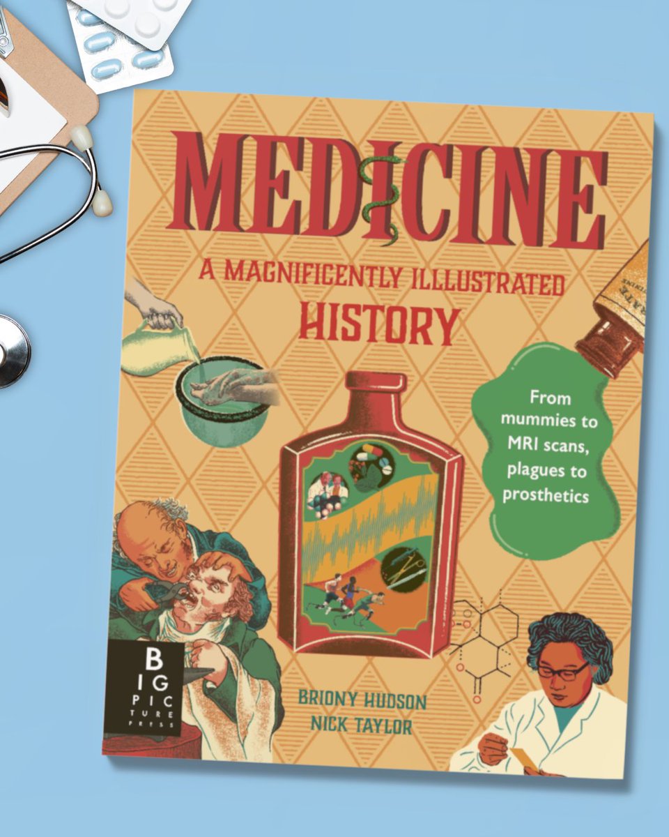 Big Picture Press (@bigpicturepress) on Twitter photo Dive into the world of healing with Medicine: A Magnificently Illustrated History by <a href="/brionyhudson2/">Briony Hudson</a> and Nick Taylor, now in paperback!
Perfect for readers 9+, this book explores the history of medicine with vibrant posters, comic strips and timelines 🏥
lnk.to/MedicinePaperb… Dive into the world of healing with Medicine: A Magnificently Illustrated History by <a href="/brionyhudson2/">Briony Hudson</a> and Nick Taylor, now in paperback!
Perfect for readers 9+, this book explores the history of medicine with vibrant posters, comic strips and timelines 🏥
lnk.to/MedicinePaperb…