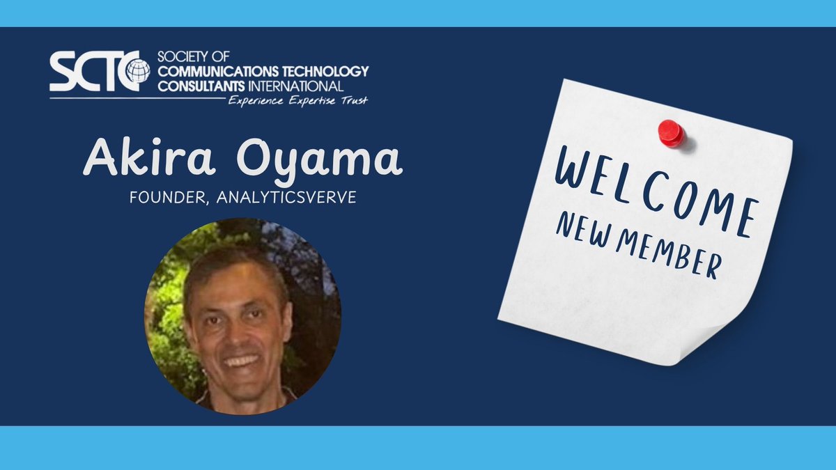 SCTCconsultants's tweet photo. Welcome Akira Oyama, SCTCβs newest Consultant member! π Akira is the founder at AnalyticVerve and is eager to connect.
#SCTC #NewMember #AkiraOyama #AnalyticVerve https://t.co/6X8ZuEdb4k