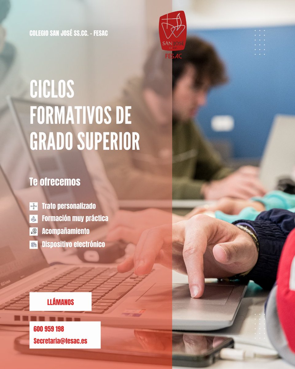 🧭 Ciclos formativos que se adaptan a ti
¿Te interesa la tecnología, la salud, el deporte o la educación? Tenemos tu camino.

📩 secretaria@fesac.es | 📞 600 959 198

#EligeTuFuturo #CiclosFESAC
