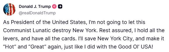 Trump on Truth Social (Repost) tweet media