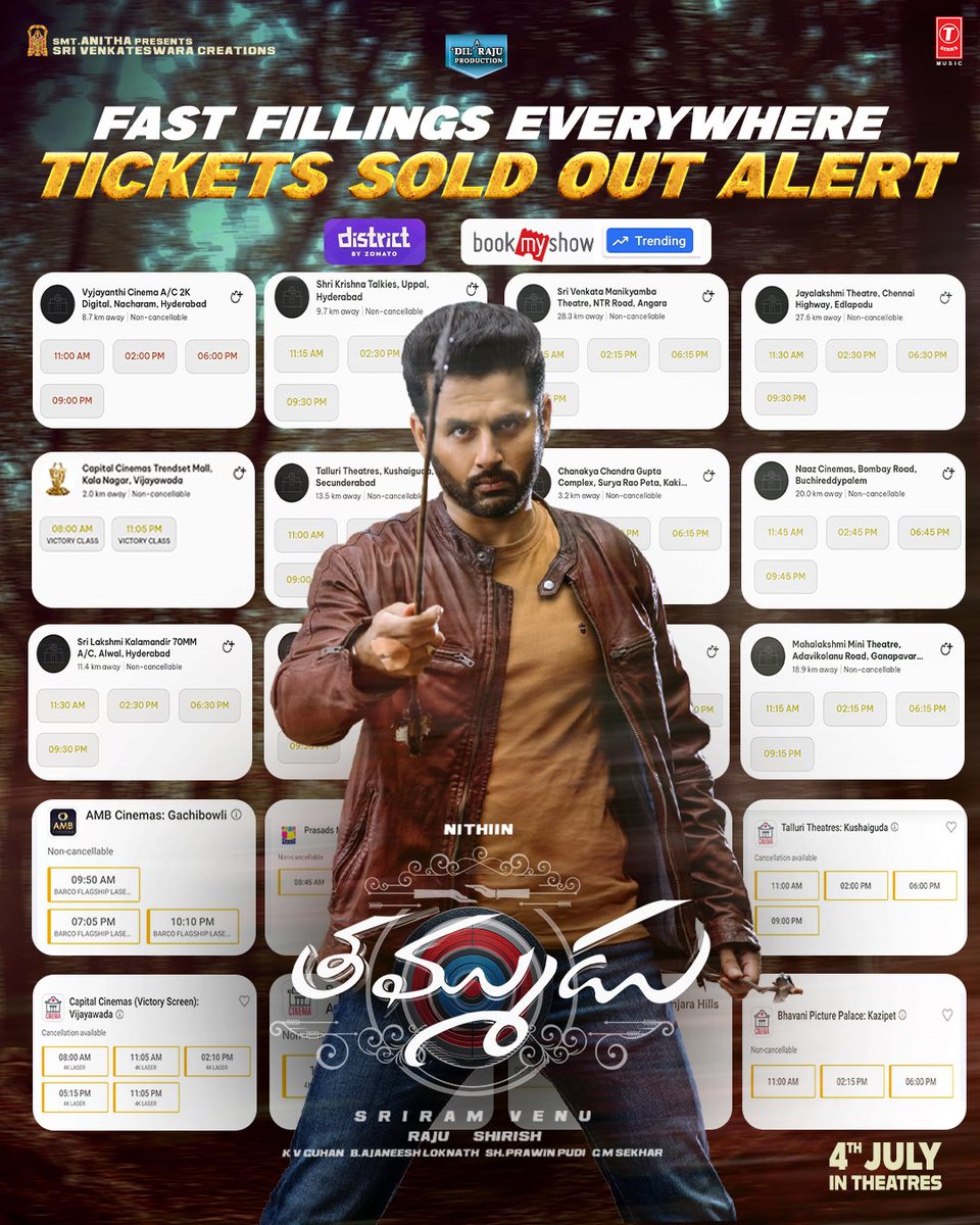 ManiCreationss's tweet image. #Thammudu Tickets Giveaway❤️❤️❤️
Steps To Participate 💥💥💥💥
1. Must Follow Retweet @ManiCreationss
2. Tag 5 Friends
3. Quote Tweet Your Favorite Movie Of #Nithin
#ThammuduOnJuly4th