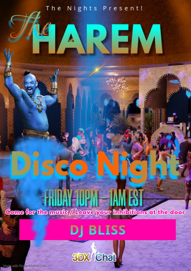 Good morning beautiful people  Tomorrow Friday we have a great DISCO night planned with DJBliss. Get those 80s fits ready and lets PAR TAAAAY #3dxchat #3DXChatgame #3DXChatlife