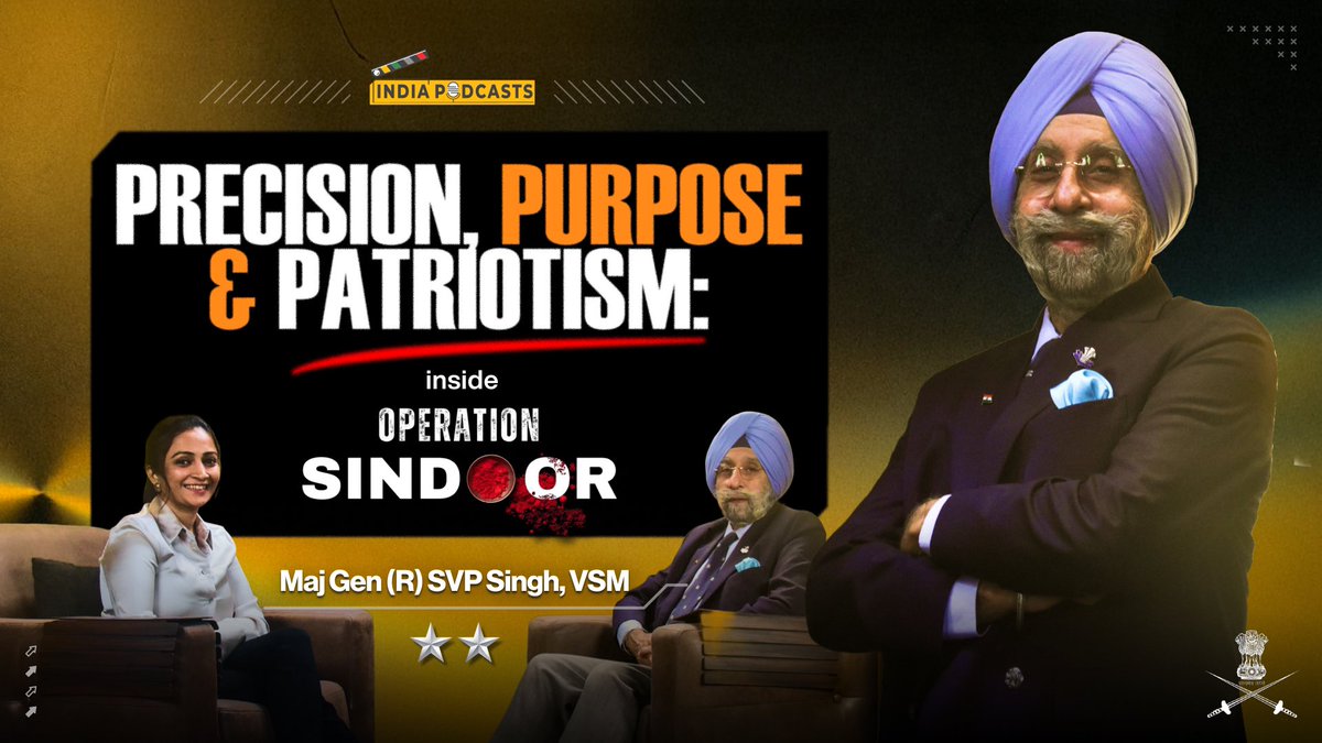 IndiaPodcasts's tweet image. Chk out the most interesting #podcast with Maj Gen @SVPSingh , VSM (R), on precision , purpose and #patriotism and how it relates to #OperationSindoor @IndiaPodcasts with @Anku1912
YT link
youtu.be/EudkjeSHwY0?si…
@MEAIndia @ghazalimohammad @adgpi @NorthernComd_IA