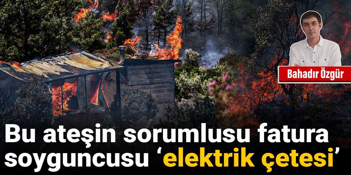 Bu ateşin sorumlusu fatura soyguncusu ‘elektrik çetesi’

❝Bu bize bir şey anlatıyor: Elektrik dağıtım hatlarının özelleştirilmesinden sonra orman yangınları da jet hızıyla büyümüş.❞

✒️ Bahadır Özgür (<a href="/bahadir_ozgr/">bahadır özgür</a>) yazdı...

halktv.com.tr/makale/bu-ates…