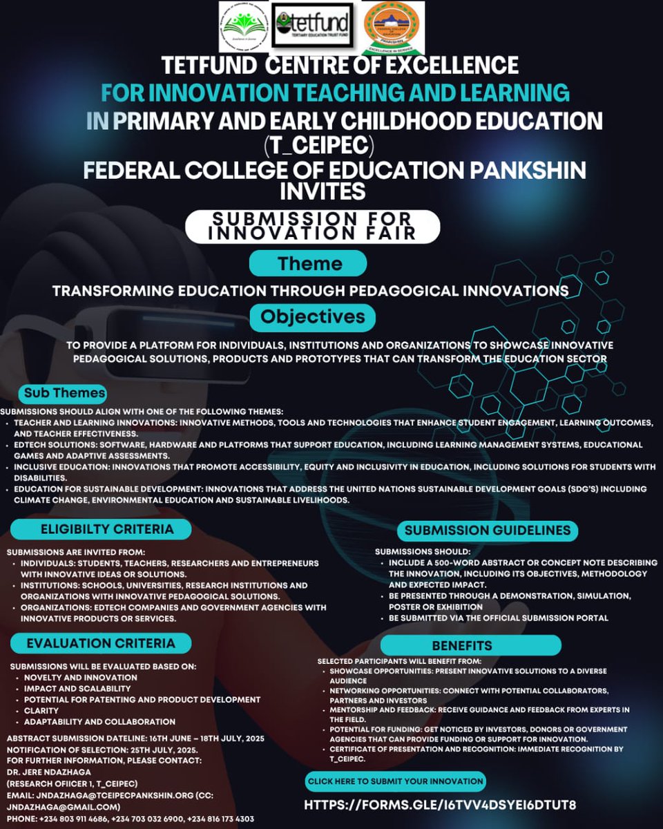 📢📷 INNOVATION INNOVATION INNOVATION📷📷 THEME: Transforming Education through Pedagogical Innovations  CLICK HERE TO SUBMIT YOUR INNOVATION

forms.gle/i6TVV4dsyEi6dt…

(#DiogoJota  Diogo Jota, Liverpool Coalition #RIP #Liverpool )