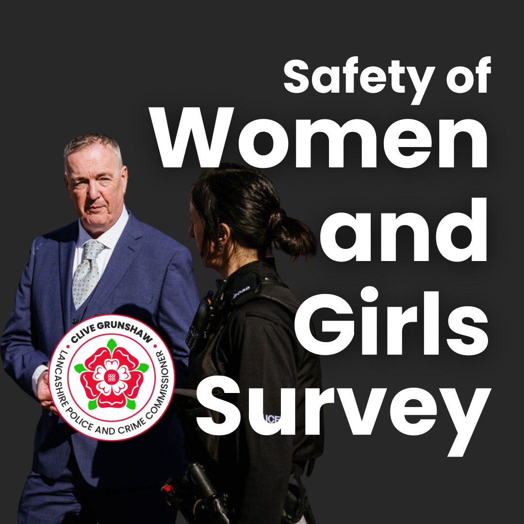LancsPCC's tweet image. 👩👧Lancashire women and girls – Please share your views! 💬
Commissioner Clive Grunshaw has launched an independent county-wide survey to hear directly from women and girls about the key issues affecting their safety.
Complete the survey:
online1.snapsurveys.com/SafetyofWomena…