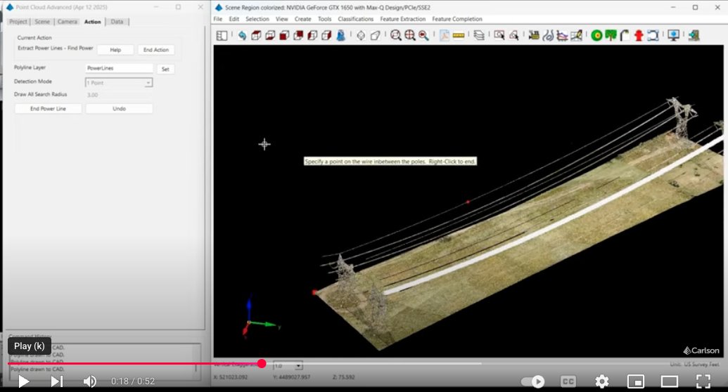 Carlson Software (@carlsonsoftware) on Twitter photo Check out this short video from Carlson's Pawel Grabowski demonstrating the power line extraction workflow in Carlson Point Cloud Advanced software: hubs.li/Q03vMZ8B0 Learn more at hubs.li/Q03vMXYY0 Check out this short video from Carlson's Pawel Grabowski demonstrating the power line extraction workflow in Carlson Point Cloud Advanced software: hubs.li/Q03vMZ8B0 Learn more at hubs.li/Q03vMXYY0