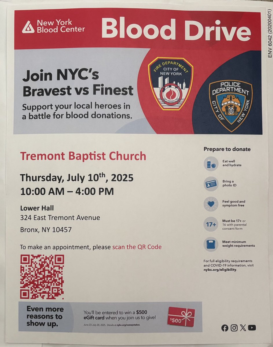 Thursday blessings, beloved. 
New York City is in a dire state of emergency, with only having 1-2 DAY SUPPLY ON HAND OF BLOOD FOR CRITICAL USE. 
Please make a difference and donate.
#NewYorkBloodCenterBloodDrive