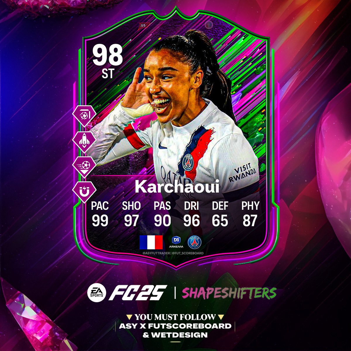 🚨KARCHAOUI 🇫🇷 SHAPESHIFTERS OFFICIAL CARD🚨

OFFICIAL STATS ✅
OFFICIAL PS+ ✅