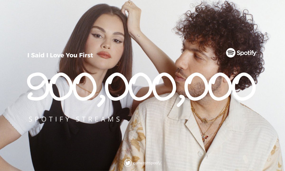Selena Gomez Spotify (@gomezonspotify) on Twitter photo .@SelenaGomez & <a href="/ItsBennyBlanco/">benny blanco</a>’s “I Said I Love You First” has surpassed 900 MILLION streams on Spotify.
— It’s her 5th album to achieve this. .@SelenaGomez & <a href="/ItsBennyBlanco/">benny blanco</a>’s “I Said I Love You First” has surpassed 900 MILLION streams on Spotify.
— It’s her 5th album to achieve this.