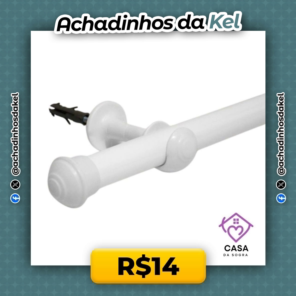 achadinhosdakel's tweet image. RENOVE SEU LAR JÁ! 🏠✨

🪟 Varão Simples Aço 2m 19mm Cores
🔥 POR R$14

🛒 s.shopee.com.br/AKLzdECp93

#Decoração #Cortina #Varão