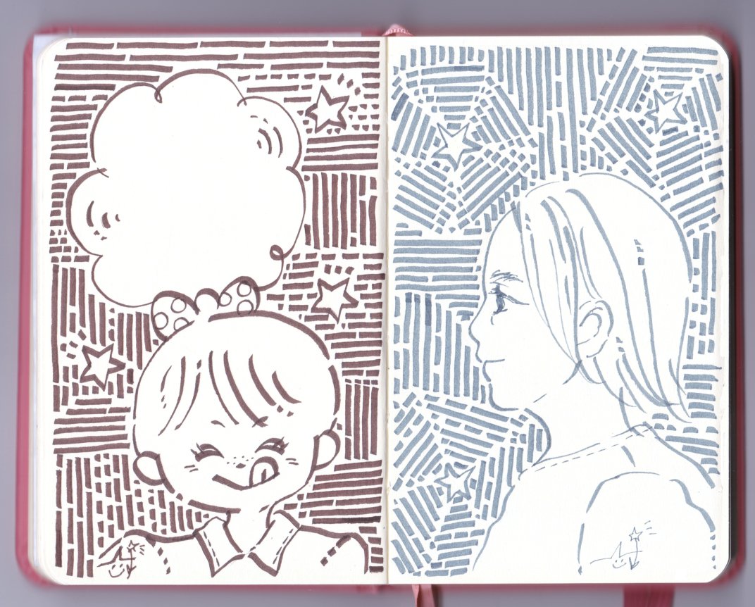 そばかすちゃん&中年期の女性。その年齢ごとの美しさがあると思っています。
#ペン画 #らくがき #イラスト 