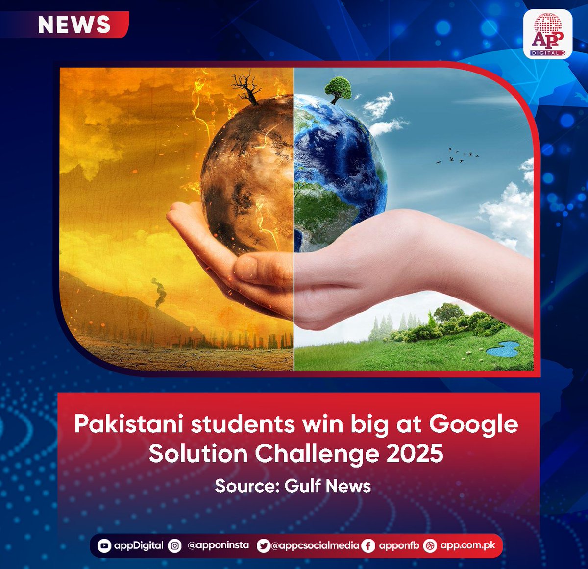appcsocialmedia's tweet image. A group of Pakistani students have won this year’s Asia-Pacific Google Solution Challenge. The winning team triumphed in the category for Best AI Use Case for their project, GeoGemma.
Source: Gulf News
#GoogleSolutionChallenge #GeoGemma #Pakistanistudents