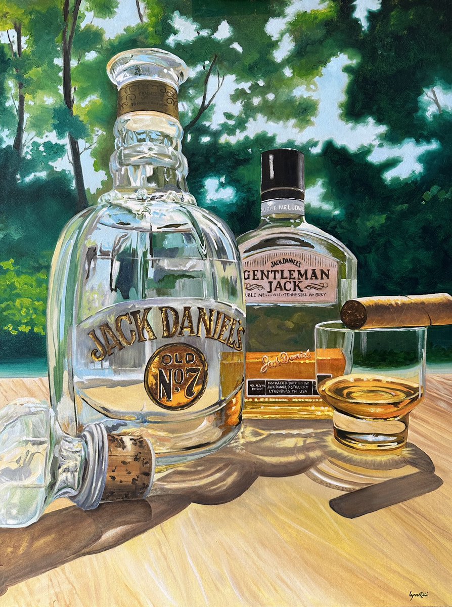 LynnRicci's tweet photo. This one took a while…my first attempt at painting clear glass…. #art #painting #jackdaniels #bostonartist https://t.co/NzP0nReZty