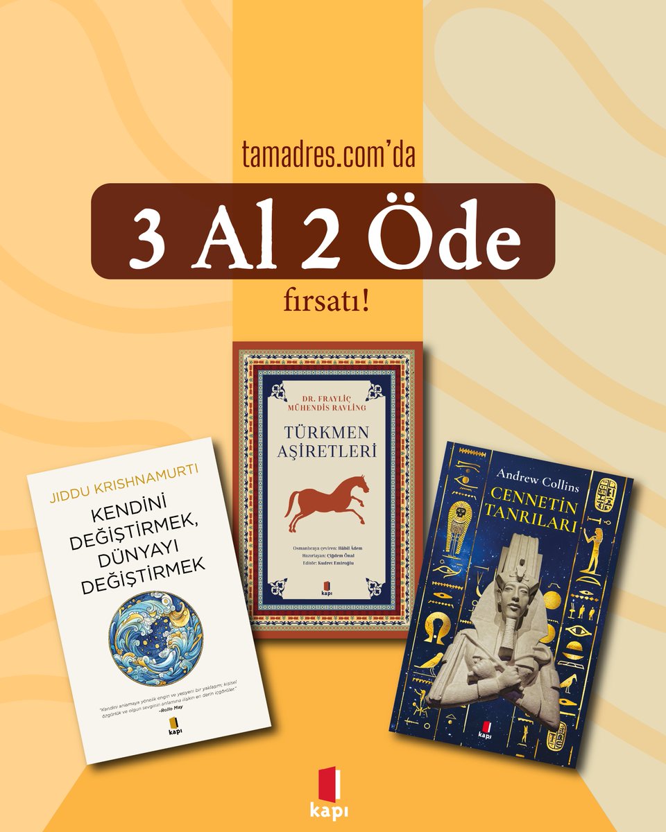 Kapı Yayınları'ndan yaz tatiline özel 3 al 2 öde kampanyası şimdi tamadres.com'da! 

#KapıYayınları #tamadres #kampanya