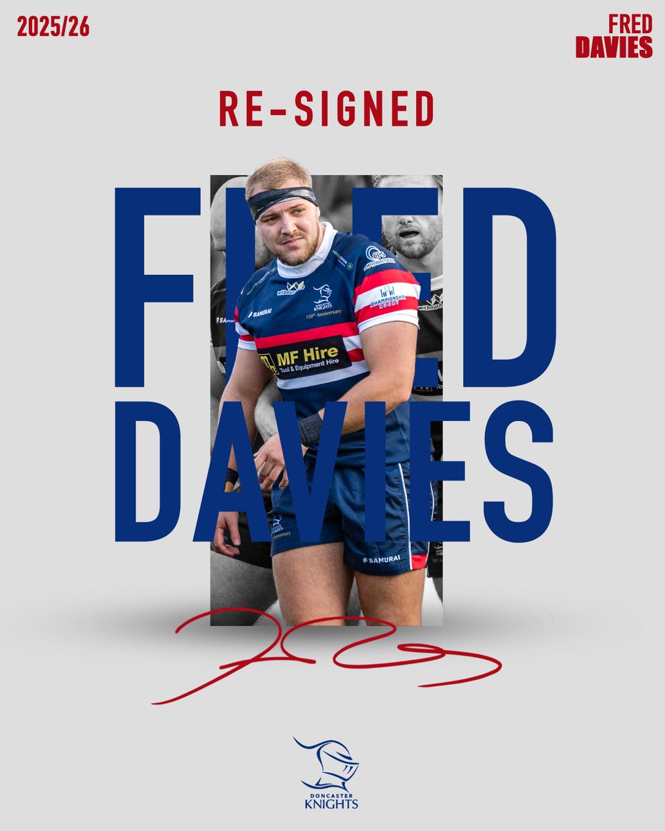 𝐇𝐨𝐨𝐤𝐞𝐫, 𝐅𝐫𝐞𝐝 𝐃𝐚𝐯𝐢𝐞𝐬 𝐫𝐞-𝐬𝐢𝐠𝐧𝐬 𝐟𝐨𝐫 𝟐𝟓/𝟐𝟔🔏

Doncaster Knights are delighted to share that Fred Davies has re-signed for another season.

#COYK #DKRFC #ChampRugby