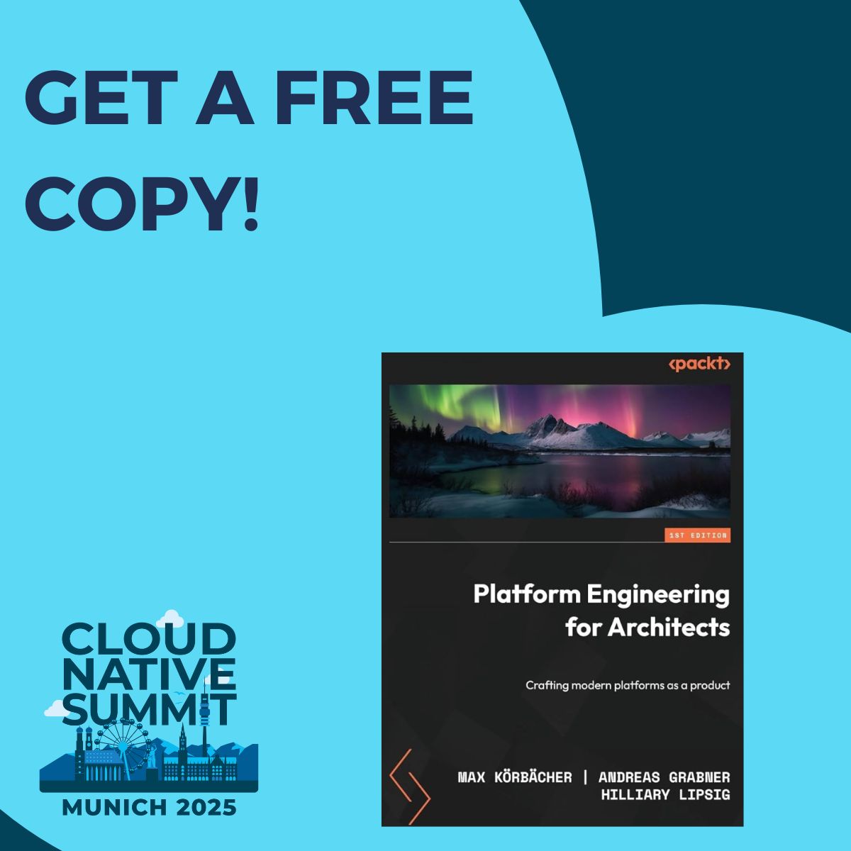 📢 Join us on July 21 - 22 in Munich! Next five #CNSMunich ticket buyers'll get a book "Platform Engineering for Architects: Crafting modern platforms as a product" for free! 

🎫 cnsmunich.ticketbutler.io/en/e/cnsmunich…