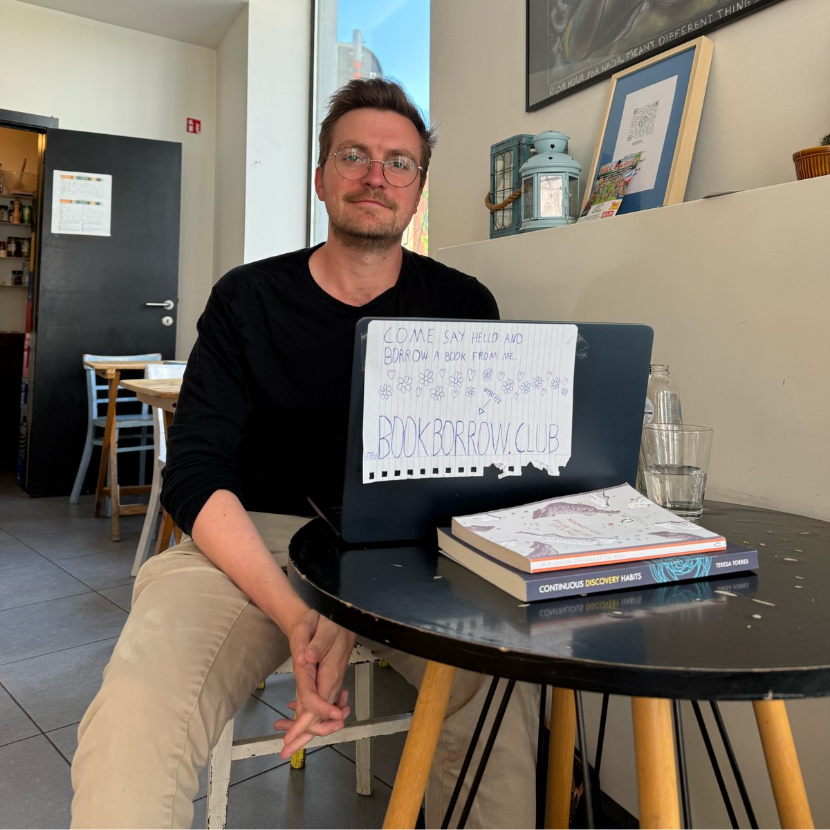 thijsl_'s tweet photo. Literally #BuildInPublic.

I set up shop at a café with a stack of books and a simple message: what if borrowing books from people near you was easy?

PS. What’s the scrappiest thing you’ve done to test or promote a product? https://t.co/zK11KQOfAY