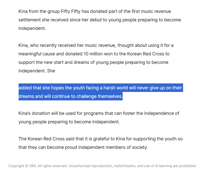 jangbal77392018's tweet photo. Keena donated part of the first amount she received in 2023 to help young people achieve their dreams. This is because Keena, who worked hard for 7 years as an idol trainee and part-timer to achieve her dream, knows the earnestness of young people better than anyone else.😊 https://t.co/0QGWFy5GSt