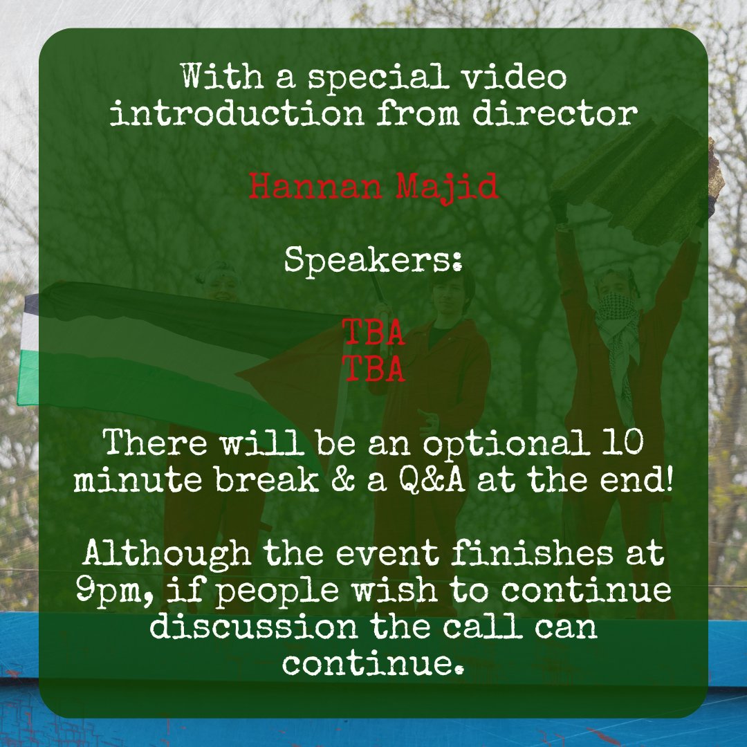 John Urquhart 🎄 #AintAsking 𓅿 (@thedryhtscipe) on Twitter photo With Yvette Cooper's proscription of <a href="/Pal_action/">Palestine Action</a> looming we wanna get #ToKillAWarMachine out to as many people as possible - so we've arranged an online screening tonight, including a video introduction from director Hannan Majid.
7pm. Register here: us06web.zoom.us/meeting/regist… With Yvette Cooper's proscription of <a href="/Pal_action/">Palestine Action</a> looming we wanna get #ToKillAWarMachine out to as many people as possible - so we've arranged an online screening tonight, including a video introduction from director Hannan Majid.
7pm. Register here: us06web.zoom.us/meeting/regist…