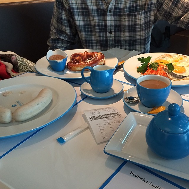 Breakfast in Frankfurt--felt like being at a dollhouse table.