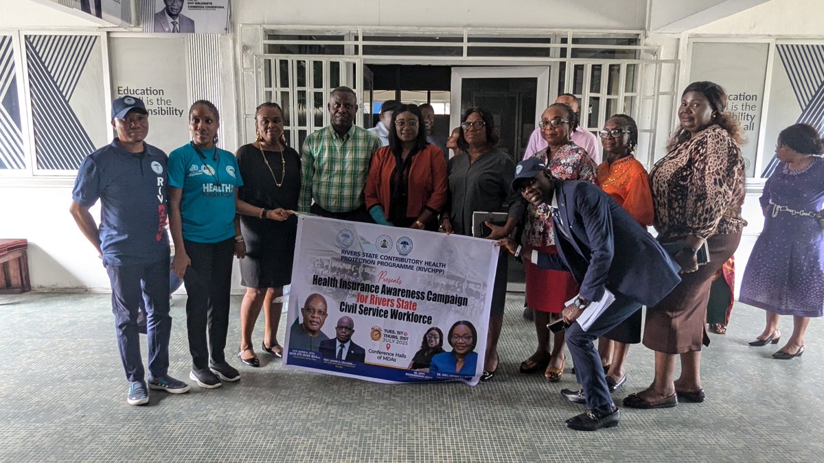 RVCHPP's tweet image. RIVCHPP, led by Dr. Vetty Agala (Ag. ES), is sensitizing Rivers civil servants into its health insurance scheme! Coverage includes worker, spouse & 4 kids. Affordable, quality care is here. Campaign continues across MDAs! #Health4AllRivers #RIVCHPP #UHC