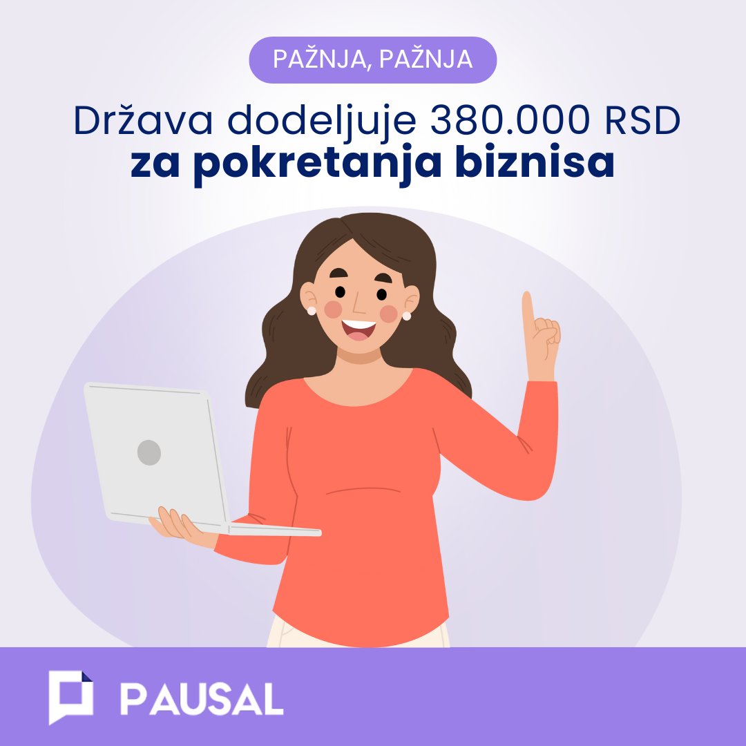 Pausalrs's tweet photo. 📢 Država dodeljuje 380.000 RSD za pokretanje sopstvenog biznisa!

Više informacija pronađi na https://t.co/bgYSjEkmXp https://t.co/he1TEScNqk