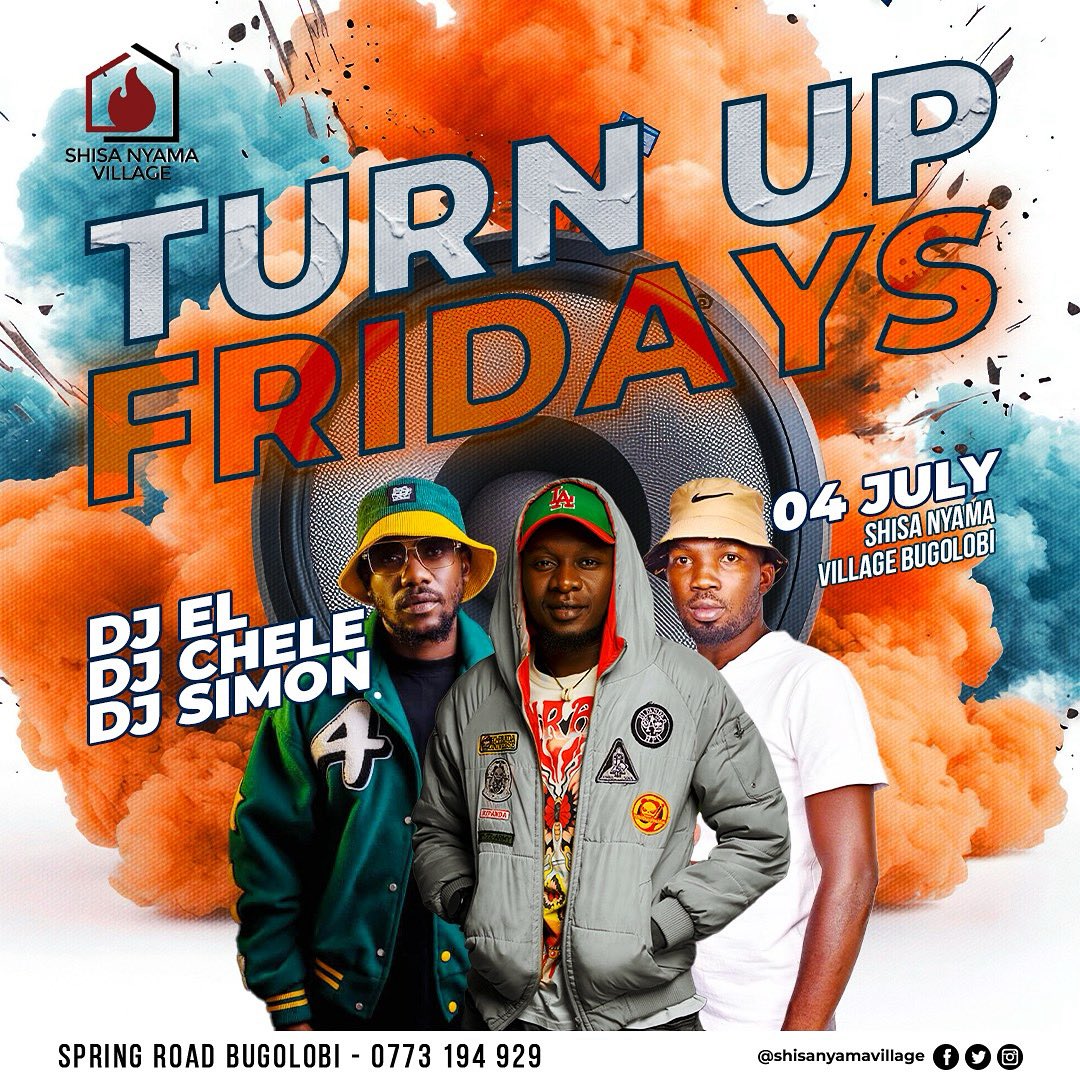 Shisa Nyama Village (@shisavillage) on Twitter photo Fridays just got a whole lot louder ππ₯
Pull up tomorrow at Shisa Nyama Village Bugolobi!
On the decks: <a href="/EL_Dj_Leo/">EL DJ πΊπ¬</a> | Dj Chele | <a href="/DeejaySimonUg/">Deejay Simon Ug</a>
Donβt miss the sound, the energy, the experience!
πSpring Road, Bugolobi
π 0773 194 929
#TurnUpFridaysAtSNV Fridays just got a whole lot louder ππ₯
Pull up tomorrow at Shisa Nyama Village Bugolobi!
On the decks: <a href="/EL_Dj_Leo/">EL DJ πΊπ¬</a> | Dj Chele | <a href="/DeejaySimonUg/">Deejay Simon Ug</a>
Donβt miss the sound, the energy, the experience!
πSpring Road, Bugolobi
π 0773 194 929
#TurnUpFridaysAtSNV