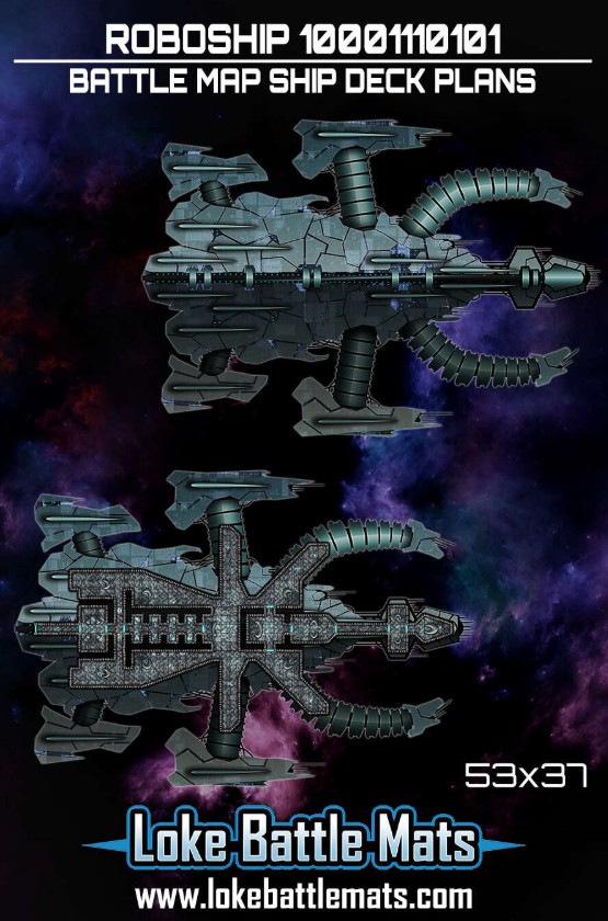 Do you dare explore the unique Roboship 10001110101?
Our 53x37 battle maps are perfect for VTT or print at home! Includes exterior and deck plan, available now on @drivethrurpg
#rpg #battlemap
legacy.drivethrurpg.com/product/381462…