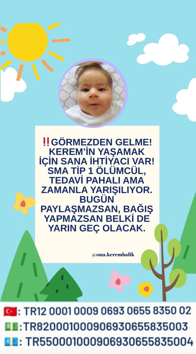 VALİLİK ONAYLI BAĞIŞ HESAPLARIMIZ

EUR : TR550001000906930655835004

USD : TR820001000906930655835003

TRY: TR12 0001 0009 0693 0655 8350 02

Alıcı Şehriban balık 
Açıklama : Kerem balık

SMA TİP 1 KEREM BALIK

Valilik onayı : 21.2025.3309

#smakerembalık
#keremeumutol