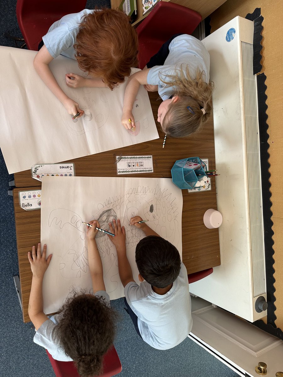 After reading ‘The Cloud’ by Hannah Cumming, 1M had a fantastic time exploring collaboration to create their own collaborative drawings! They loved sparking their creativity to make their own weird and wonderful pieces of art! #UptonJourney <a href="/UptonArt/">Upton House Art</a> <a href="/UptonWellbeing/">Upton House Wellbeing</a>