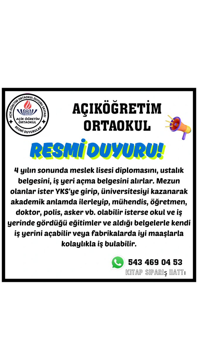 Lise çağına gelmiş her öğrenci, 81 il merkezi ve tüm ilçelerde bulunun Milli Eğitim Bakanlığına bağlı "Mesleki Eğitim Merkezlerine" gidip, kayıt olduktan sonra lise eğitimi boyunca (4 yıl) maaş alabilir.

instagram.com/p/DGqGM29I76h/…