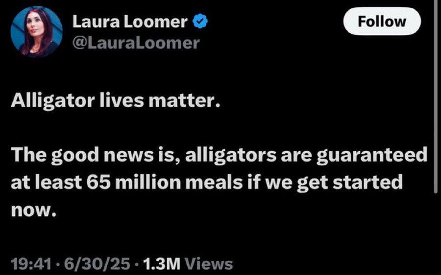 ddbecker5454's tweet image. Laura Loomer, a MAGA super star and Trump confidant, just called for the brutal death of every Hispanic person in the United States (not just migrants) and not a single Republican has condemned her position. Not a single one!