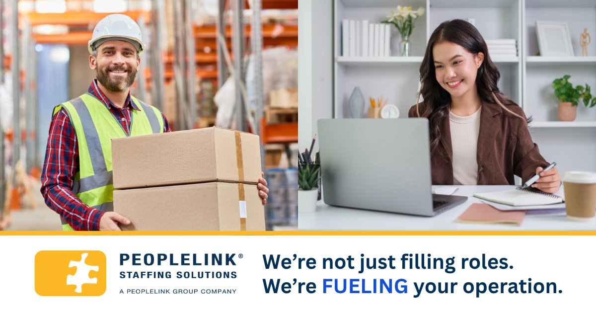 peoplelinkstaff's tweet image. From warehouse crews to administrative pros, our staffing solutions are built to keep your business moving. bit.ly/4cy1ZEs
#WorkforceSolutions #WorkforcePartner #PeoplelinkStaffing