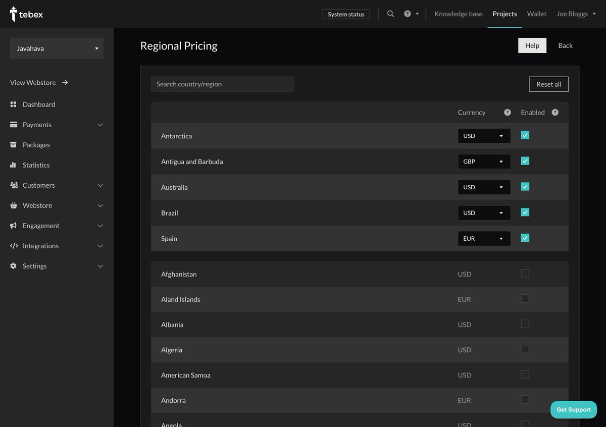 🌍 Regional Pricing just got a lot better!

We've just rolled out a major update to Regional Pricing, giving you more control over how you price your packages. 

Instead of setting prices by currency, you now define them by country 🎯

👉docs.tebex.io/creators/tebex…