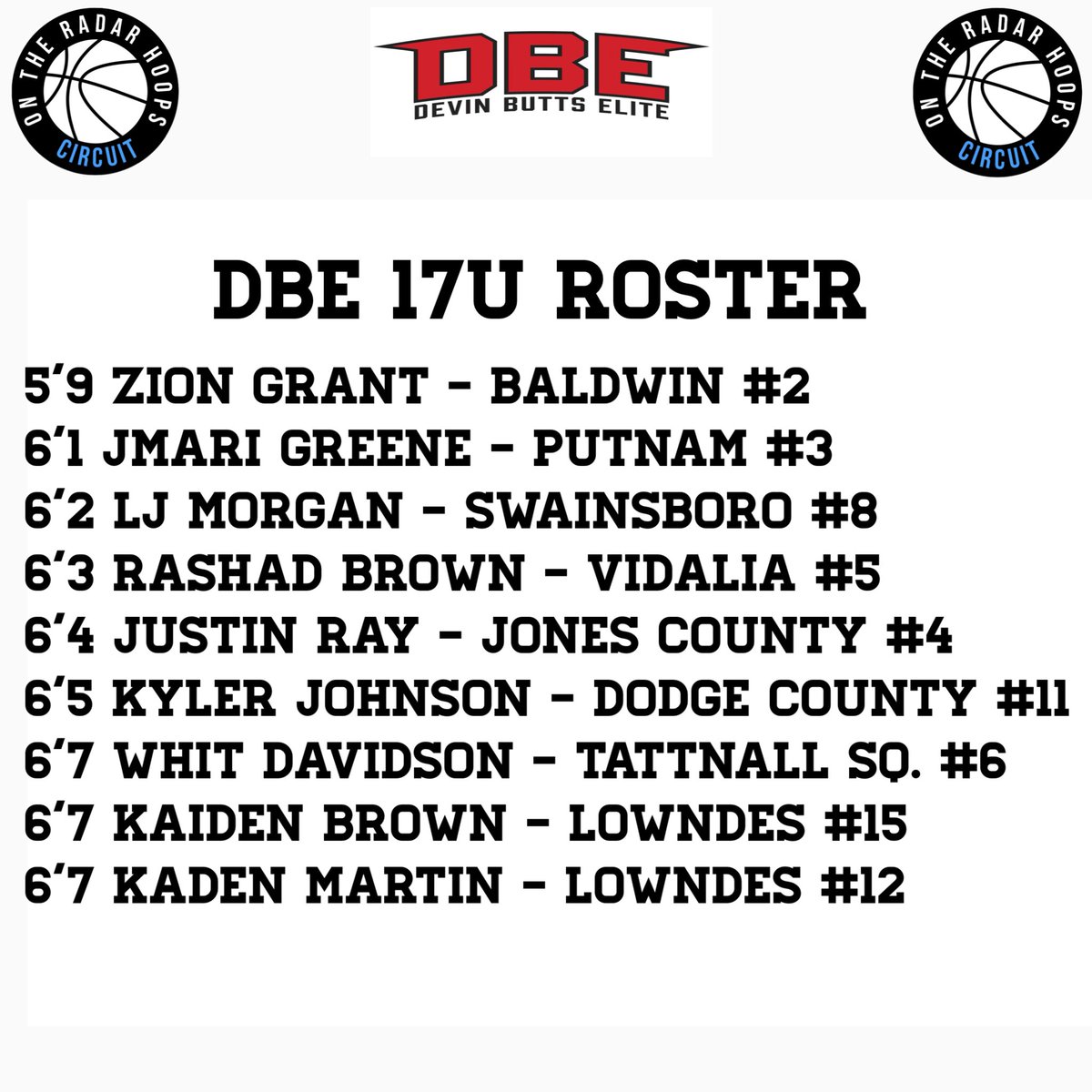 Devin Butts Elite (@dbe2025) on Twitter photo Roster for July! Coaches come check us out!!
<a href="/ziongrant22/">Zion Grant</a> <a href="/GreeneJmari/">J’Mari Greene</a> <a href="/LJMorgan0/">LJ</a> <a href="/Justinnn_rayy/">justinnn</a> <a href="/davidson2_whit/">Whit Davidson</a> <a href="/Kaidenbrown_3/">Kaiden🦅</a> <a href="/ClipzzMartin/">Kaden Martin</a> <a href="/TeamGAMagic/">Team Georgia Magic</a> <a href="/CoachWood_TGM/">Cody Wood</a> <a href="/dessculpepper23/">Coach D</a> <a href="/zackwelch17/">Coach Zack</a> Roster for July! Coaches come check us out!!
<a href="/ziongrant22/">Zion Grant</a> <a href="/GreeneJmari/">J’Mari Greene</a> <a href="/LJMorgan0/">LJ</a> <a href="/Justinnn_rayy/">justinnn</a> <a href="/davidson2_whit/">Whit Davidson</a> <a href="/Kaidenbrown_3/">Kaiden🦅</a> <a href="/ClipzzMartin/">Kaden Martin</a> <a href="/TeamGAMagic/">Team Georgia Magic</a> <a href="/CoachWood_TGM/">Cody Wood</a> <a href="/dessculpepper23/">Coach D</a> <a href="/zackwelch17/">Coach Zack</a>