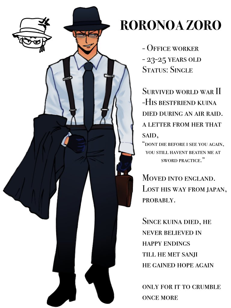 vermoinee's tweet photo. My zosan au… somewhere in the 1900s. #ZoroxSanji #zosan https://t.co/tPFi89DBDC