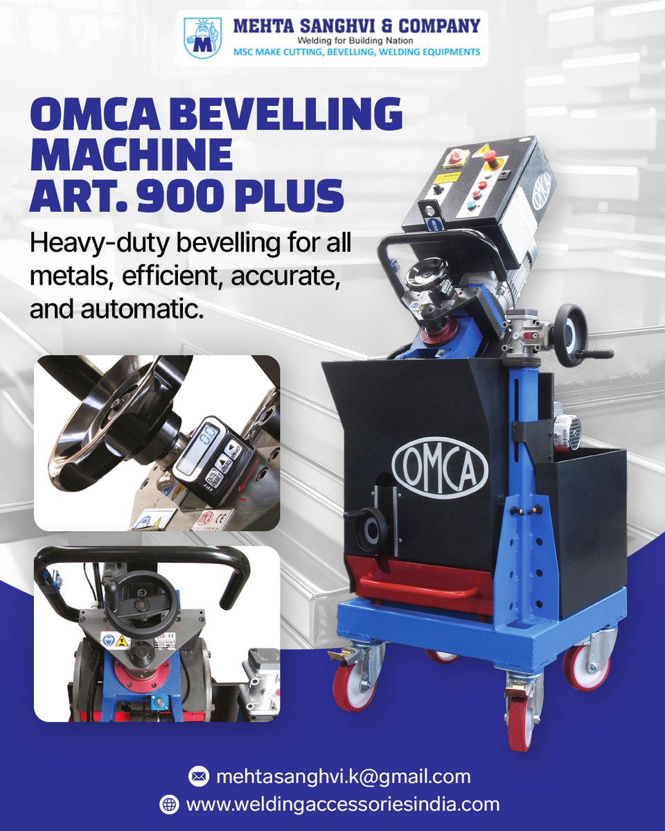 mehta_sanghvi's tweet image. Achieve precise, efficient, and automatic beveling for all metals with the OMCA Beveling Machine ART. 900 PLUS. Engineered for heavy-duty tasks, it’s the perfect solution for fast, accurate, and professional metal preparation.

📧 mehtasanghvi.k@gmail.com

#bevelingmachine