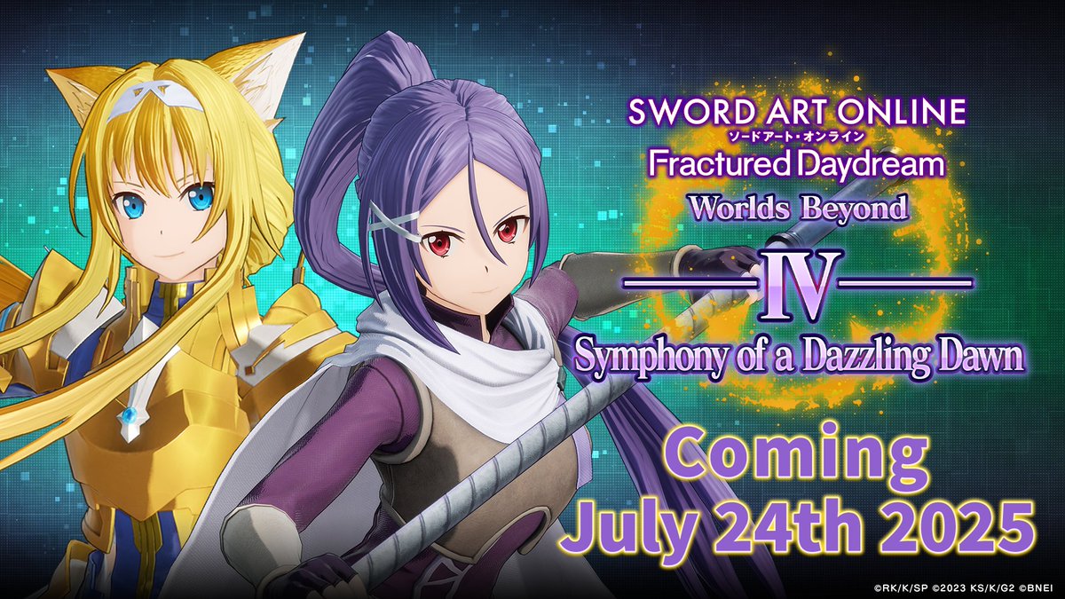 saogames's tweet image. DLC 4 Symphony of a Dazzling Dawn will be available on the 24th of July JST!
The new DLC will contain:
- Playable Characters: Mito and Cat Knight Alice
- New Story Episodes
- New Costume & Weapons
Please look forward to meeting the new character in #SAOFD!
#SAO
