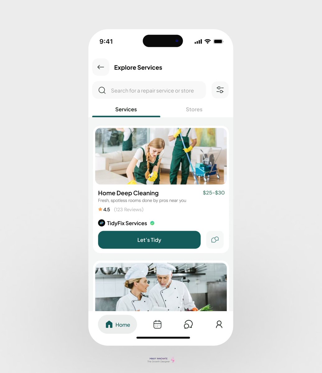 Mikky Innovate | The Growth Designer (@michaelade76396) on Twitter photo Day 63/365 - Learning by doing ✨
Challenge: How do you make people comfortable inviting strangers into their homes?
My approach
Designed a home services marketplace UI
• Visual trust indicators
• Transparent pricing upfront
• Clear rating
cc: <a href="/AdebimpeOmolaso/">Design Doc(tor)</a> <a href="/JayDwivedi_/">Jay Dwivedi</a> Day 63/365 - Learning by doing ✨
Challenge: How do you make people comfortable inviting strangers into their homes?
My approach
Designed a home services marketplace UI
• Visual trust indicators
• Transparent pricing upfront
• Clear rating
cc: <a href="/AdebimpeOmolaso/">Design Doc(tor)</a> <a href="/JayDwivedi_/">Jay Dwivedi</a>