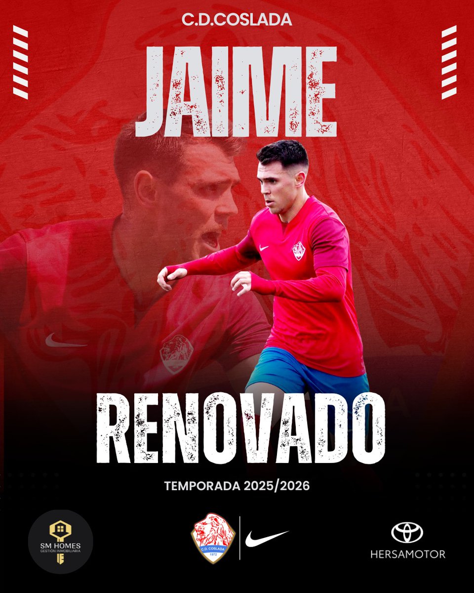 ✍🏻 ¡JAIME HERNÁNDEZ RENUEVA CON NUESTROS 🦁🦁🦁!

🔜 Anunciamos como 6️⃣ª renovación a nuestro defensa central alicantino 🧱, que en su primer año en El Olivo 🏟️ ha disputado 2️⃣9️⃣ partidos ligueros (22 siendo titular) y ha marcado 3️⃣ goles ⚽ 

#SoyDelCoslada ♥️💪🏻