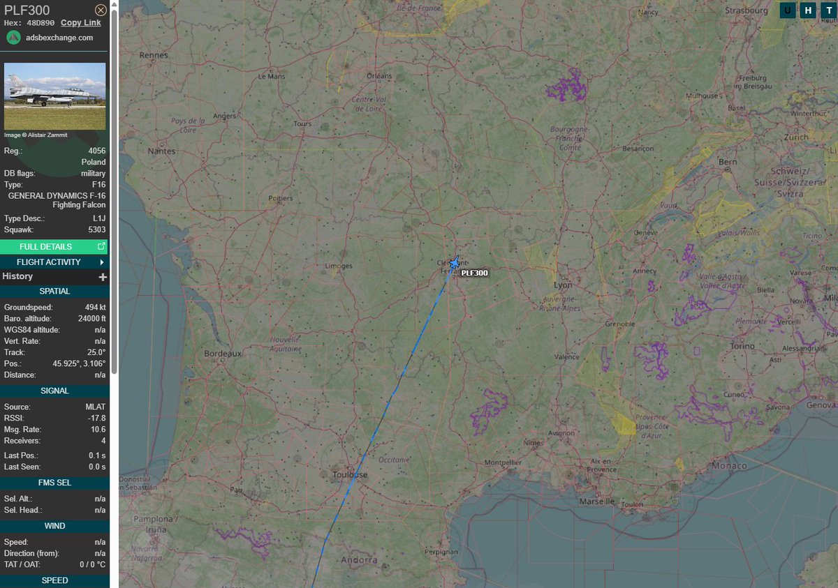 PolishMilRadar's tweet photo. 📅03.07⌚️13:27LT
Z Malagi #LEMG 🇪🇸 do Krzesin #EPKS 🇵🇱 leci ✈️#PLF300 Lockheed Martin F-16C "4056". Wygląda na to, że maszyna zaliczyła prawdopodobnie jakąś usterkę, która opóźniła powrót z pokazów lotniczych w Motril.
🔗https://t.co/5Xql9EAJOY
#POLMILRADAR https://t.co/vYmk0aOCNn