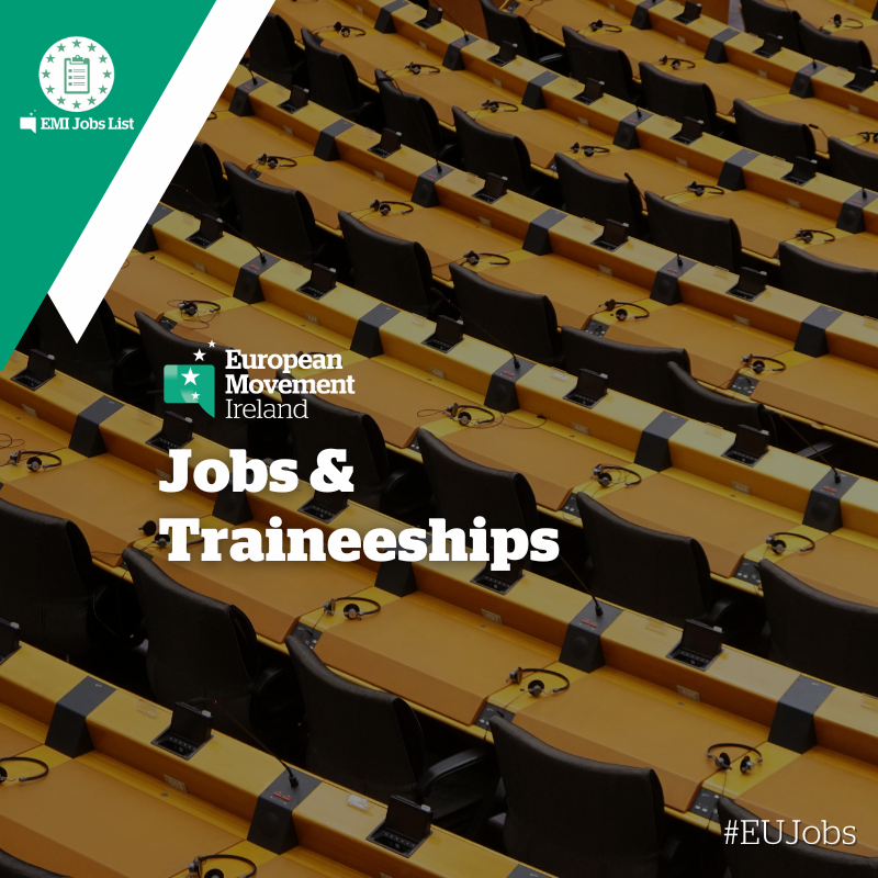 European Movement Ireland (@emireland) on Twitter photo This week's EU Job and Traineeship List 👉bit.ly/EMIJobs-List
This week's list includes:
• Administration Officer (Maternity Cover) <a href="/IrishEmbBelgium/">Embassy of Ireland, Belgium</a>;
• Traineeship at the EU Special Representative for the Middle East Peace Process with <a href="/eu_eeas/">European External Action Service - EEAS 🇪🇺</a> in Brussels;
• This week's EU Job and Traineeship List 👉bit.ly/EMIJobs-List
This week's list includes:
• Administration Officer (Maternity Cover) <a href="/IrishEmbBelgium/">Embassy of Ireland, Belgium</a>;
• Traineeship at the EU Special Representative for the Middle East Peace Process with <a href="/eu_eeas/">European External Action Service - EEAS 🇪🇺</a> in Brussels;
•