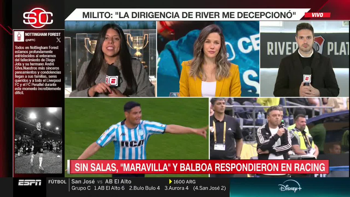 Sumate a #SportsCenterAM, con <a href="/LRubinska/">Luciana Rubinska</a>, con toda la actualidad del fútbol argentino y el análisis del pase de Maxi Salas a River junto a <a href="/florjuy_/">Flor Romero</a> y <a href="/juanbalbi9/">Juan Patricio Balbi</a>.

📺 #DisneyPlus