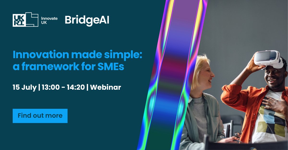 📣 Ready to innovate smarter?  

Join our ‘Innovation made simple: a framework for SMEs’ webinar, for expert guidance on improving performance, reputation, and gaining a competitive edge while adopting or developing AI. 

The event is based on the new, pioneering international