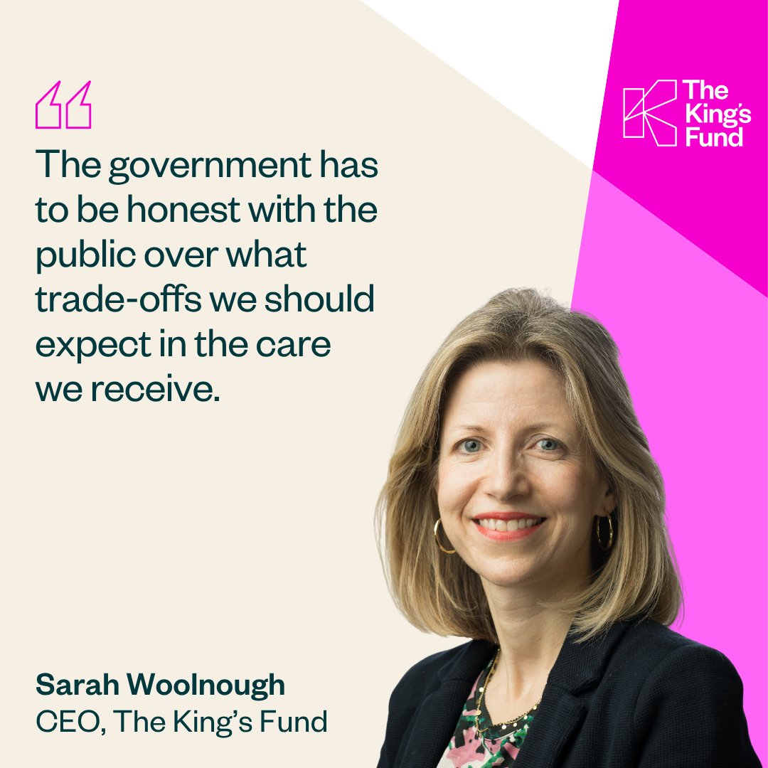 The King's Fund (@thekingsfund) on Twitter photo As the government's 10 Year Health Plan is announced, <a href="/swoolnough/">Sarah Woolnough</a> comments on the specific topics in the plan, saying 'The government has to be honest with the public over what trade-offs we should expect in the care we receive.'
kingsfund.org.uk/insight-and-an⦠As the government's 10 Year Health Plan is announced, <a href="/swoolnough/">Sarah Woolnough</a> comments on the specific topics in the plan, saying 'The government has to be honest with the public over what trade-offs we should expect in the care we receive.'
kingsfund.org.uk/insight-and-anā¦