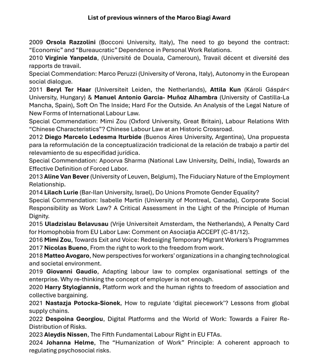 Future of Work - ADAPT (@adapt_bulletin) on Twitter photo The International Association of Labour Law Journals invites submissions for the 2025 Marco Biagi Award.
Deadline: 31 OCT. 2025.
ℹ️labourlawjournals.com The International Association of Labour Law Journals invites submissions for the 2025 Marco Biagi Award.
Deadline: 31 OCT. 2025.
ℹ️labourlawjournals.com
